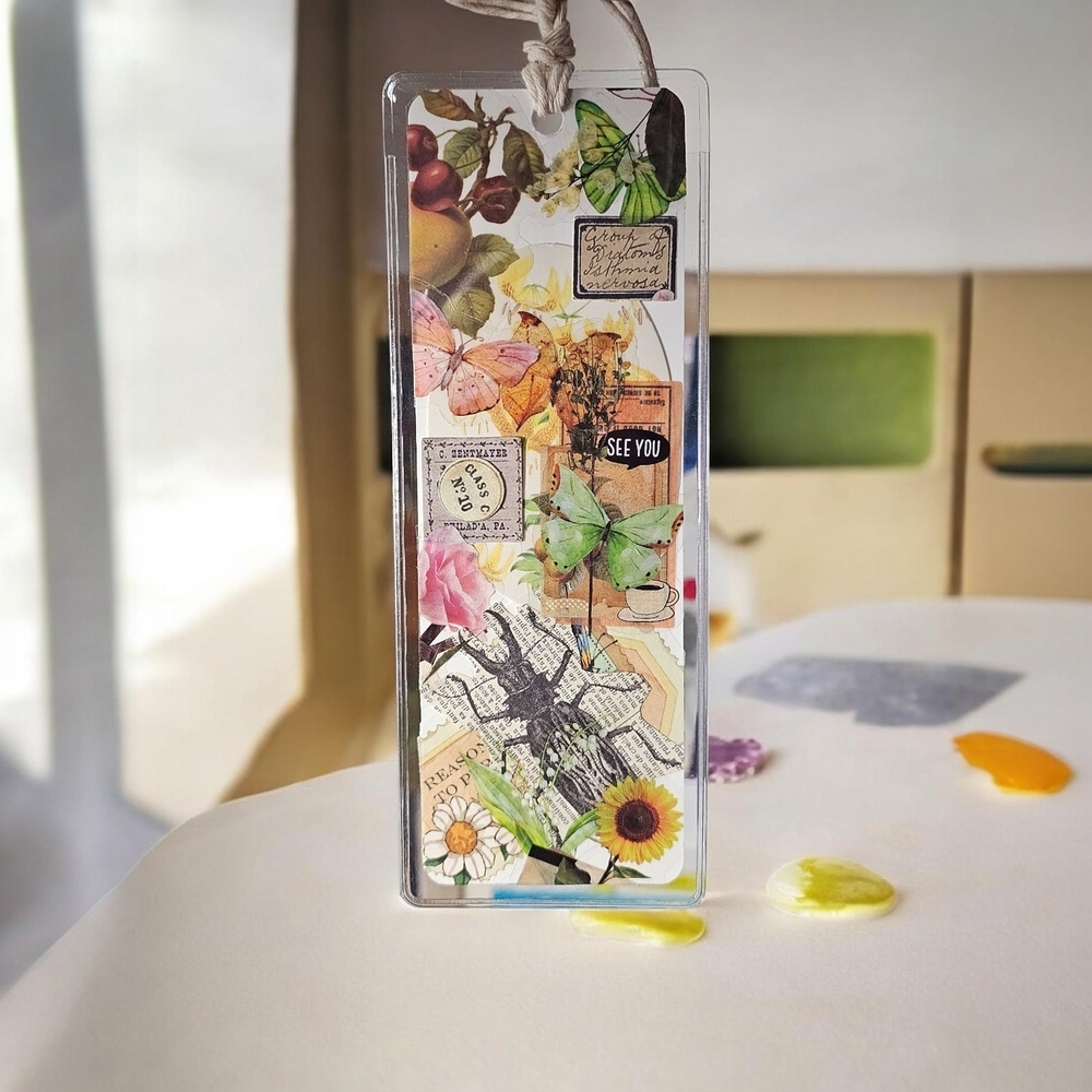 Boho Floral & Butterfly Handmade Book Mark